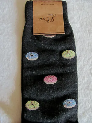 J.Crew Critter Dress Socks-Donuts-Charcoal-Lightweight- Men's One Size-NWT • $14.39