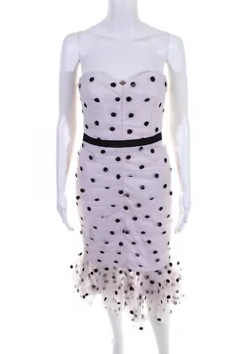 Marchesa Notte Womens Sequin Dot Tulle Strapless Dress Lavender Black Size 0 LL1 • $19.99