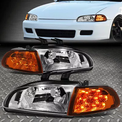 [led Turn Signal]for 92-95 Honda Civic 2/3dr Headlights Corner Head Lamps Chrome • $82.88