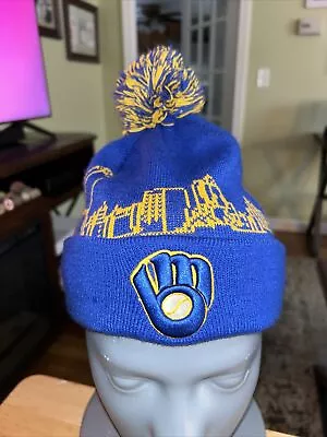 New Era Milwaukee Brewers Cooperstown Collection Winter Pom Beanie W/raised Logo • $14