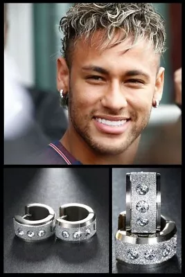 £7.98 • Buy Men’s/Boy’s: Neymar - PSG Brazil 3-Diamond White Gold Frosted Huggie Earrings