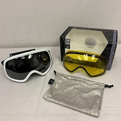 VonZipper Skylab Snow Goggles White Gloss Frame W/ Black Chrome + Yellow Lens • $84