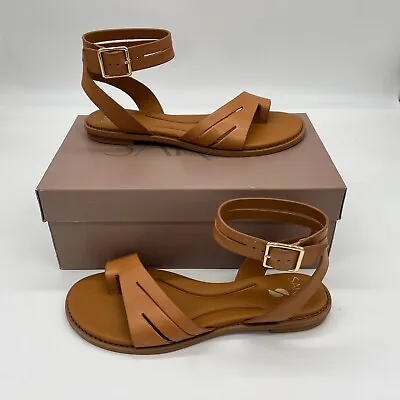Franco Sarto Women's Greene Leather Gladiator Ankle Strap Sandals - Camel Beige • $29.99