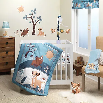 Lambs & Ivy Disney Baby Lion King Adventure Blue 3-Piece Mini Crib Bedding Set • $49.99