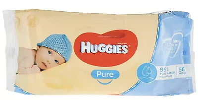 Huggies Pk56 Baby Wipes Pure Unscented Sticky Top • $21.99
