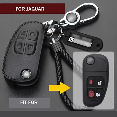 Genuine Leather Remote Flip Car Key Fob Case Cover For Jaguar X-Type S-Type XJ8 • $24.79