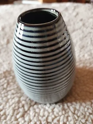 Ikea Vase Home Decor Art Pottery Aqua Blue Brown Mini Stripe 5.5  Tall 12011 • $17.77