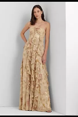 Lauren Ralph Lauren Floral Strapless Evening Dress Size 18 NWT $345!! • $79.99