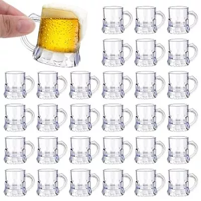 Breroa 30 Pieces Mini Plastic Beer Mugs 1 Ounce Mini Beer Mug Shot Glasses Wi... • $25.01