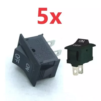 5x SPST On/Off Black Square Rocker Switch Mini Small 12V Automotive/Car/Boat New • $8.75