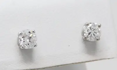 14 Kt White Gold Pair Of 4.6 - 4.7 Mm Diamond Stud Pierced Prong Earrings B6659 • $899
