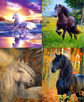 $12.95 • Buy 5D Diamond Painting Kit Full Round Drill Horses DYI Art Craft Home Decor