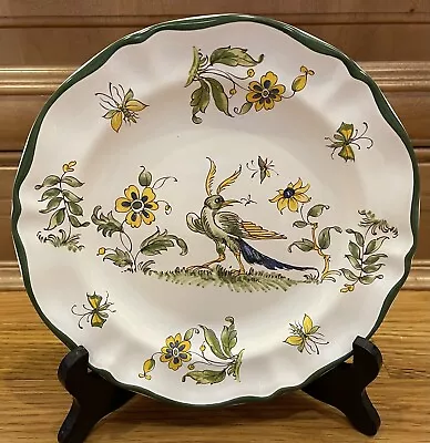 Varages France Vieux Provence Bird Green Trim 8.25  Salad Luncheon Plate Insects • $17.50