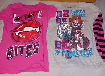 Girls Size 7-8 Monster High Shirts  'Love Bites' & 'Be A Monster' • $11.99