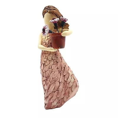 More Than Words By Arora THANK YOU Figurine Girl Holding Flowers NO BOX 6  Tall • $35