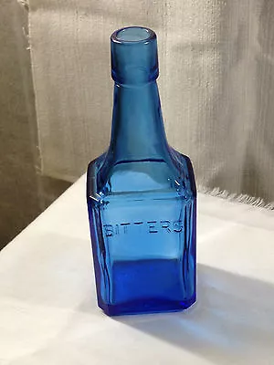 Wheaton Glass 6  Blue Bitters Glass Bottle - Vintage Wheaton • $14.50