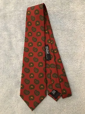 NWOT Ralph Lauren Polo Silk Tie Madder Red W/ Paisleys 3.5/56 Made In Italy • $59.99