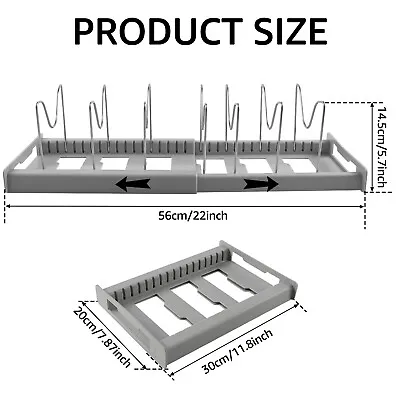 Pan Organizer Rack With 7 Adjustable Dividers Removable Pot Lid Holder·g • £18.73