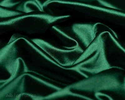 £13.54 • Buy Hunter Green 4 Way Stretch Silky Satin Fabric By Yard Thick Satin