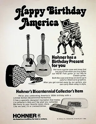 1976 Hohner HG07 Folk Guitar & HG14 Classic Guitar - Vintage Print Advertisement • $12.57