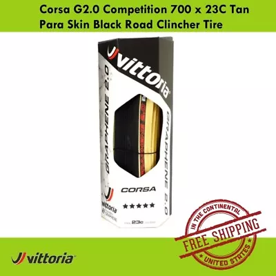 Vittoria Corsa G2.0 Competition 700 X 23C Tan Para Skin Black Road Clincher Tire • $54.90