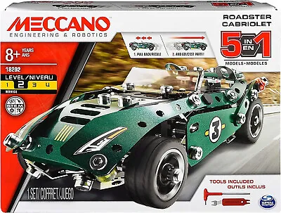 Meccano 5 In 1 Roadster Pull Back Car Building Kit - 18202 • $29.95