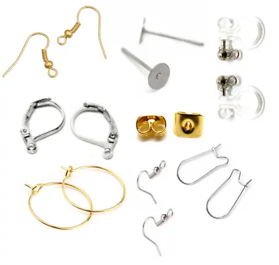 DIY Make Your Own Earrings Bulk Jewellery Findings - Hooks Hoops Earnuts Clip-On • £4.19