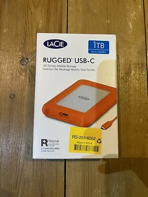 LaCie Rugged USB-C 1TB Portable External Hard Drive Drop Orange  • £85