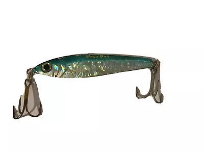 Mega Bait Weighted Fishing Lure Aqua Blue And Silver 3  Long 2 Treble Hooks • $11.95