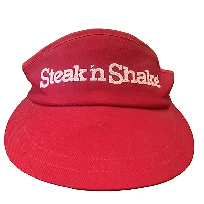 Vintage 70s 80s Rare Steak ‘n Shake Visor Strapback Hat Worker Employee Cook USA • $28.79