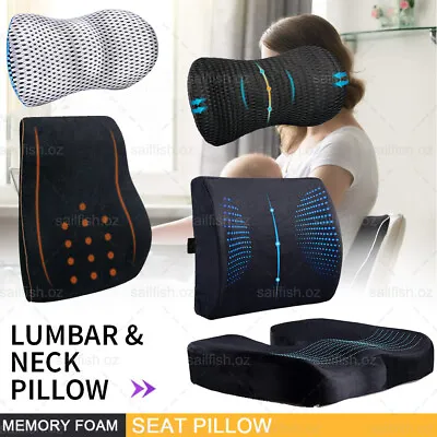 $23.45 • Buy Seat Memory Foam Lumbar Back Pillow Support Cushion Chair Neck Pillow Car Office