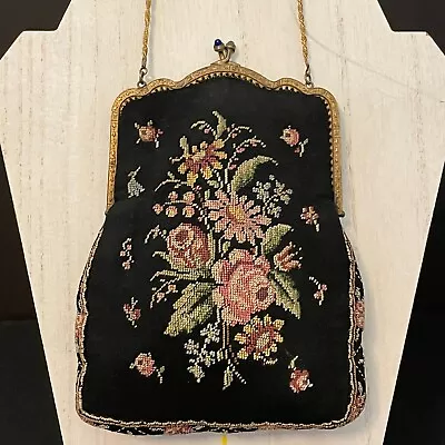 Vintage Petit Point Evening Bag Purse Floral • $49.95