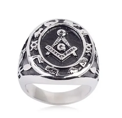$20.24 • Buy Free Mason Ring - Astro Symbol Freemasonry - Steel Silver Color Masonic Rings