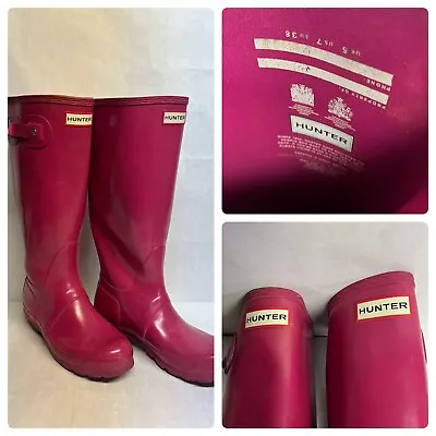 Hunter Original Tall Women's Pink Round Toe Rubber Rain Boots Size 7  EU 38 • $23.99