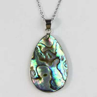 Natural Paua Abalone Shell Flowers Cross Silver Jewelry Charm Pendant Necklace • $7.99