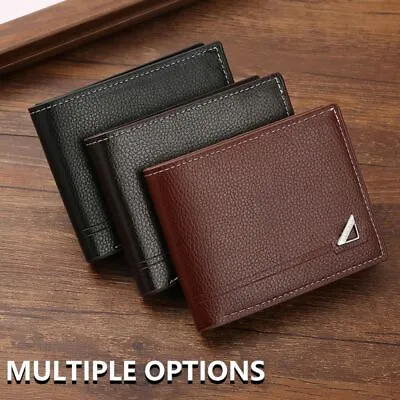 PU Leather Coin Purse Folding Card Holder Fashion Mens Short Wallet  Men • £4.57
