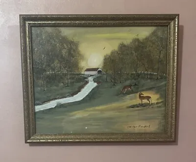 Vintage Original Impressionist Oil Painting Twilight Farm  By Carlton Flowers • $40