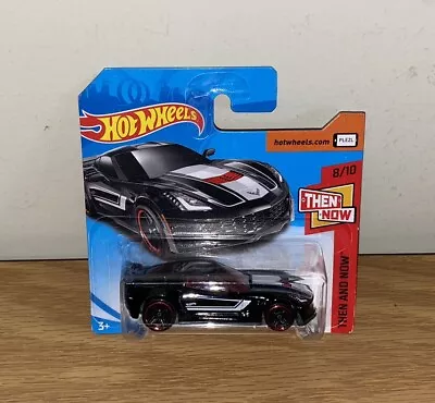 Hot Wheels Corvette C7 Z06 Black & Red Then And Now 8/10 - 2018 Short Card • $18