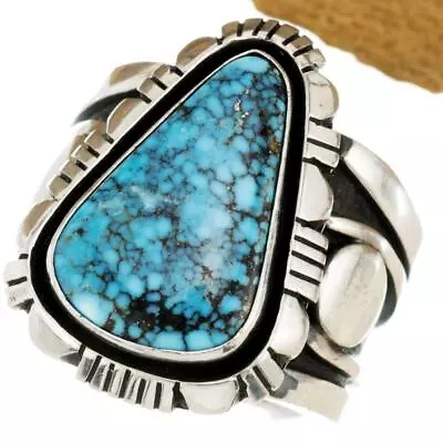 MENS Navajo Turquoise Ring KINGMAN BLACK WEB Sterling Silver COOPER WILLIE 12 • $82