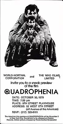 THE WHO Quadrophenia Movie Sneak Preview Handbill Flyer 1979 NYC • $39.99