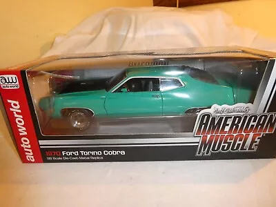 1970 Ford Torino Cobra 429 By AUTO WORLD 1:18 Diecast Green / Matte Black NIB • $72