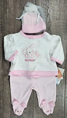 Baby Girl Clothes New Vitamins Baby Preemie 3pc Bunny Footed Outfit & Hat • $32.99