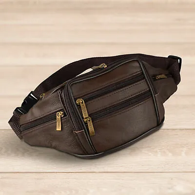 Genuine Real Leather Money Waist Bum Bag Belt Fanny Pack Holiday Festival Pouch  • £9.95