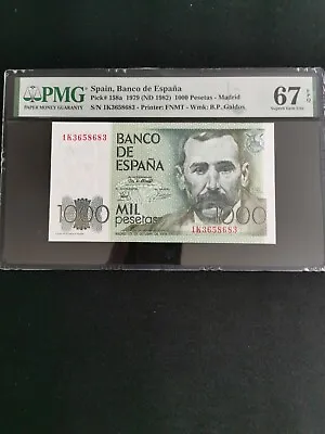 Banknote Spain 1000 PESETAS 1979 PMG 67 • £50