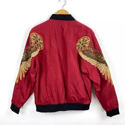 Steampunk Wing Embroidered Varsity Baseball Bomber Jacket Size M • $12.43