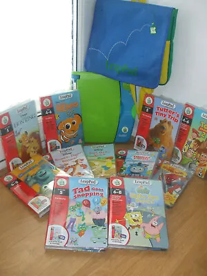 Huge Job Lot Leapfrog Leappad Bundle 12 Books&cartridges+console Satchel Disney • £49.99