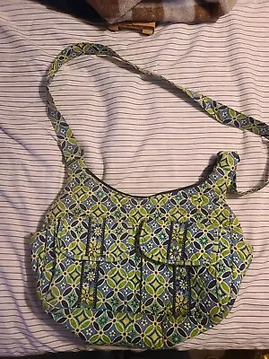 ✅Vera Bradley Large Purse Pouch Shoulder Bag Multicolor Daisy Green Blue • $14.49