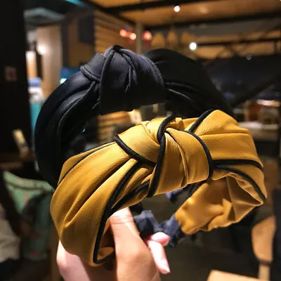 Women Cute Bowknot Top Wide Hairband Headband Silk Fashion Hair Accessories UK • $12.39