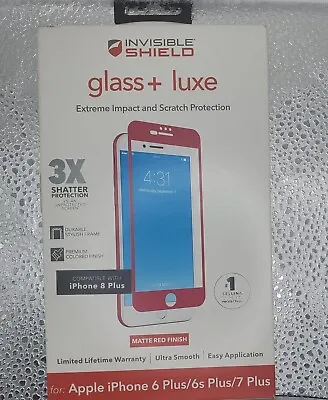 ZAGG Invisible Shield Glass+ Luxe Screen Protector IPhone 6 6s 7 8 PLUS - Red • $7.99