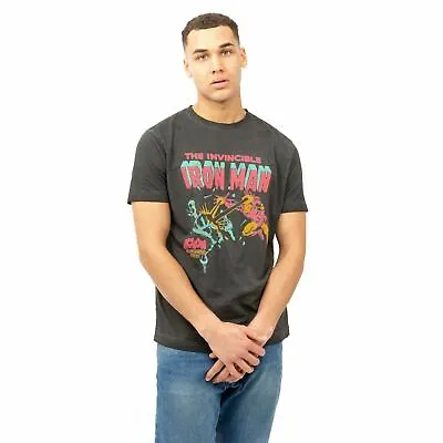 Official Marvel Mens  Iron Man Blast T-Shirt Vintage Black S - XXL • £10.49